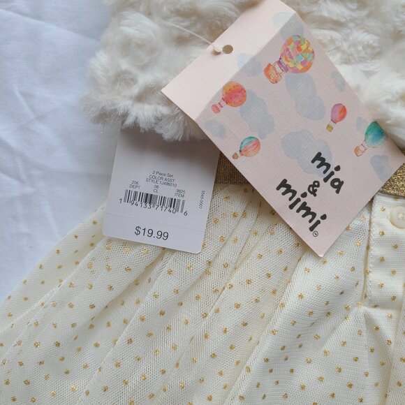 MIA AND MIMI Special Occasion NEWBORN Dress Tulle Lined Ivory Gold - Picture 5 of 9